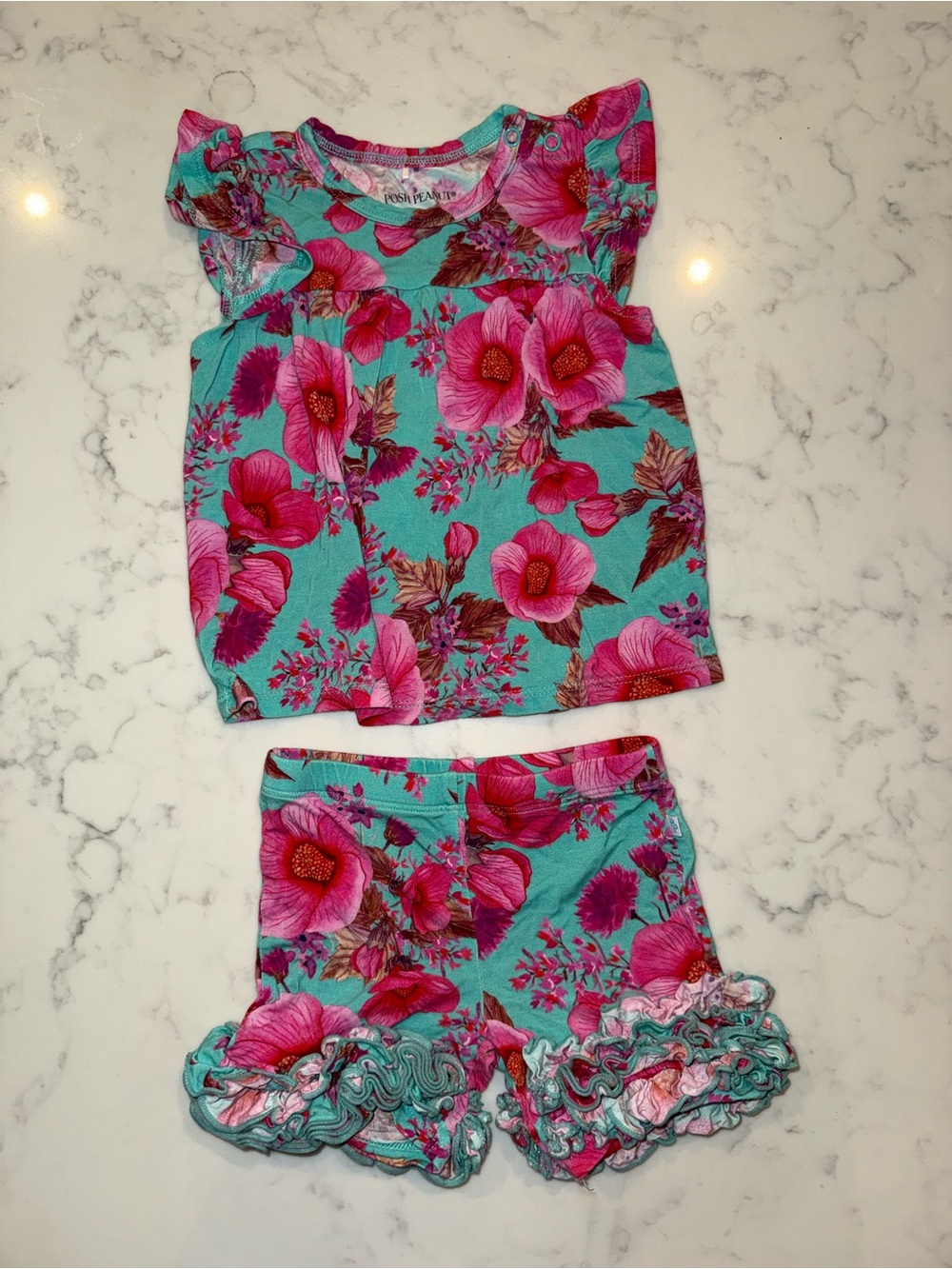 Posh Peanut Kienna Shirt and Ruffle Shorts Set